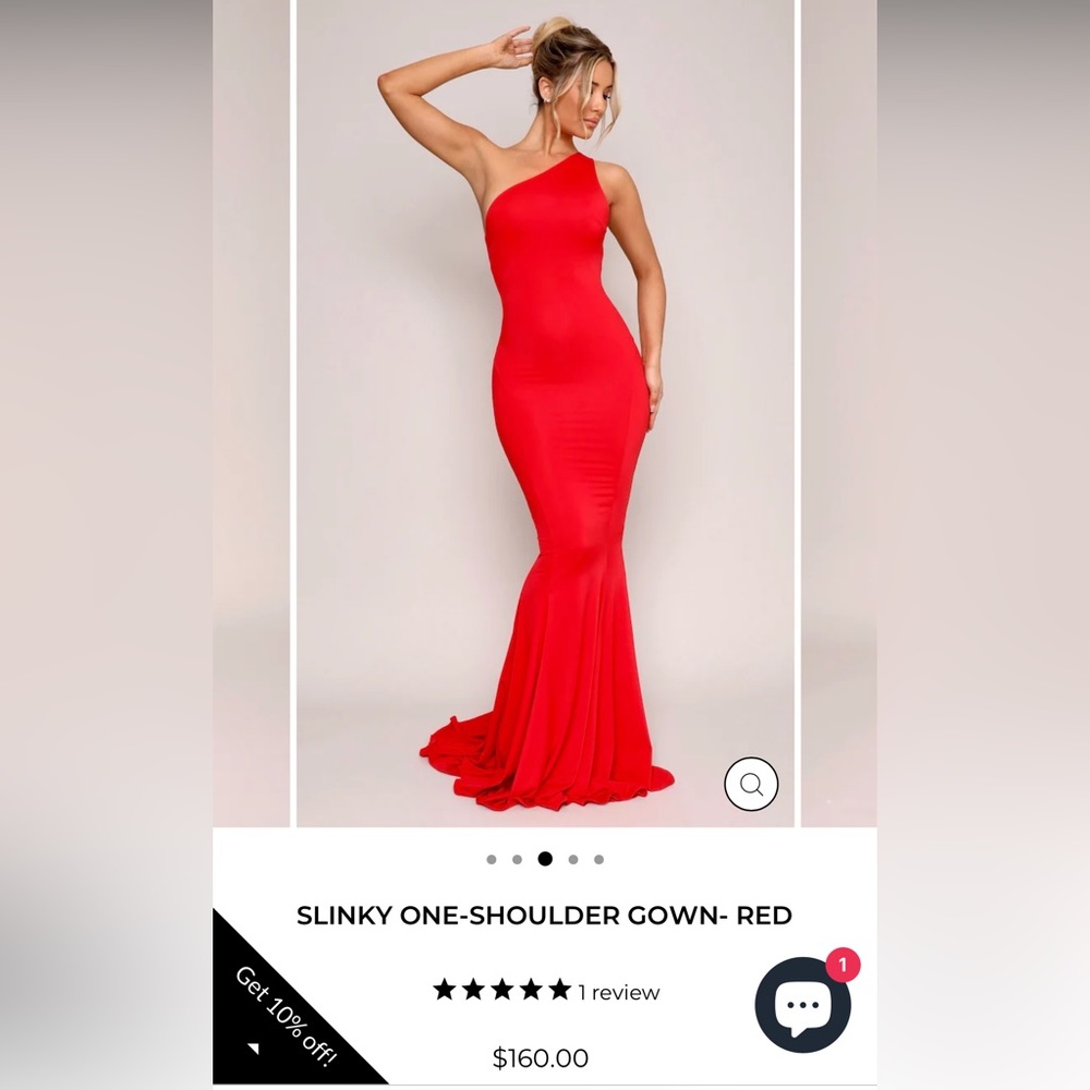 Moda Glam Slinky One Shoulder Gown Red
